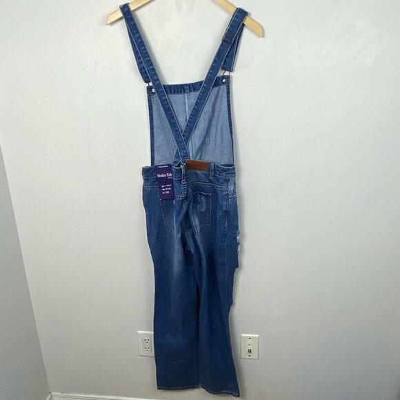NWT Monkey Ride Distressed Denim Overalls Plus Size XXL Dungarees New With Tags - Picture 6 of 14